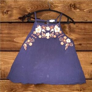 Love on a Hanger Purple Floral Embroidered Tank Top